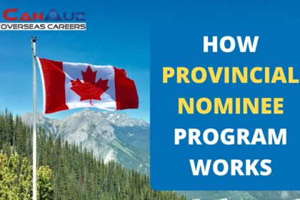 A flag of Canada with a text that says HOW PROVINCIAL NOMINEE PROGRAM WORKS A GUIDE TO PNP PROGRAMS