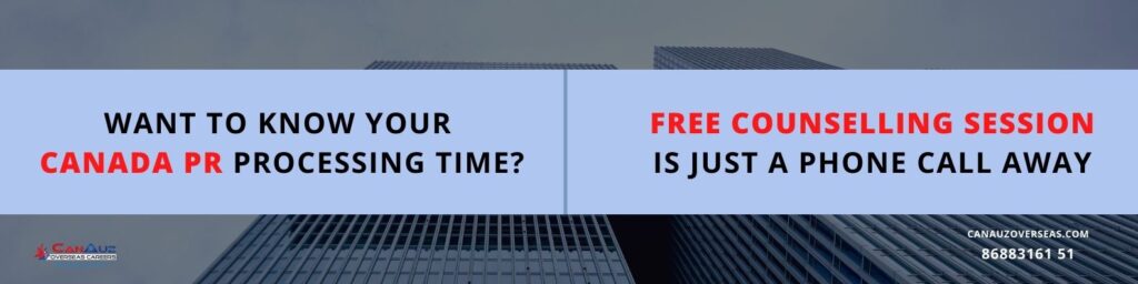An Image of text that says Know your Canada PR processing time with Free Eligibility check.